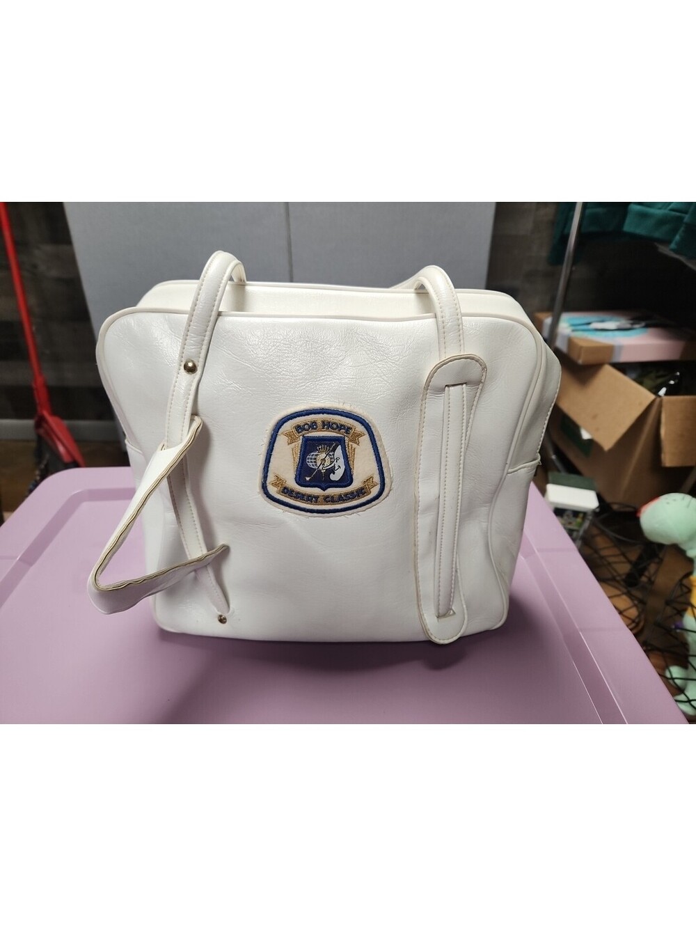 Vintage Bob Hope Classic golf tournament white  rectangle bag toiletry  Rare!